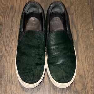 Celine Paris Italy hunter green pony hair vans Green Slip-On 9.5 Shoes fur